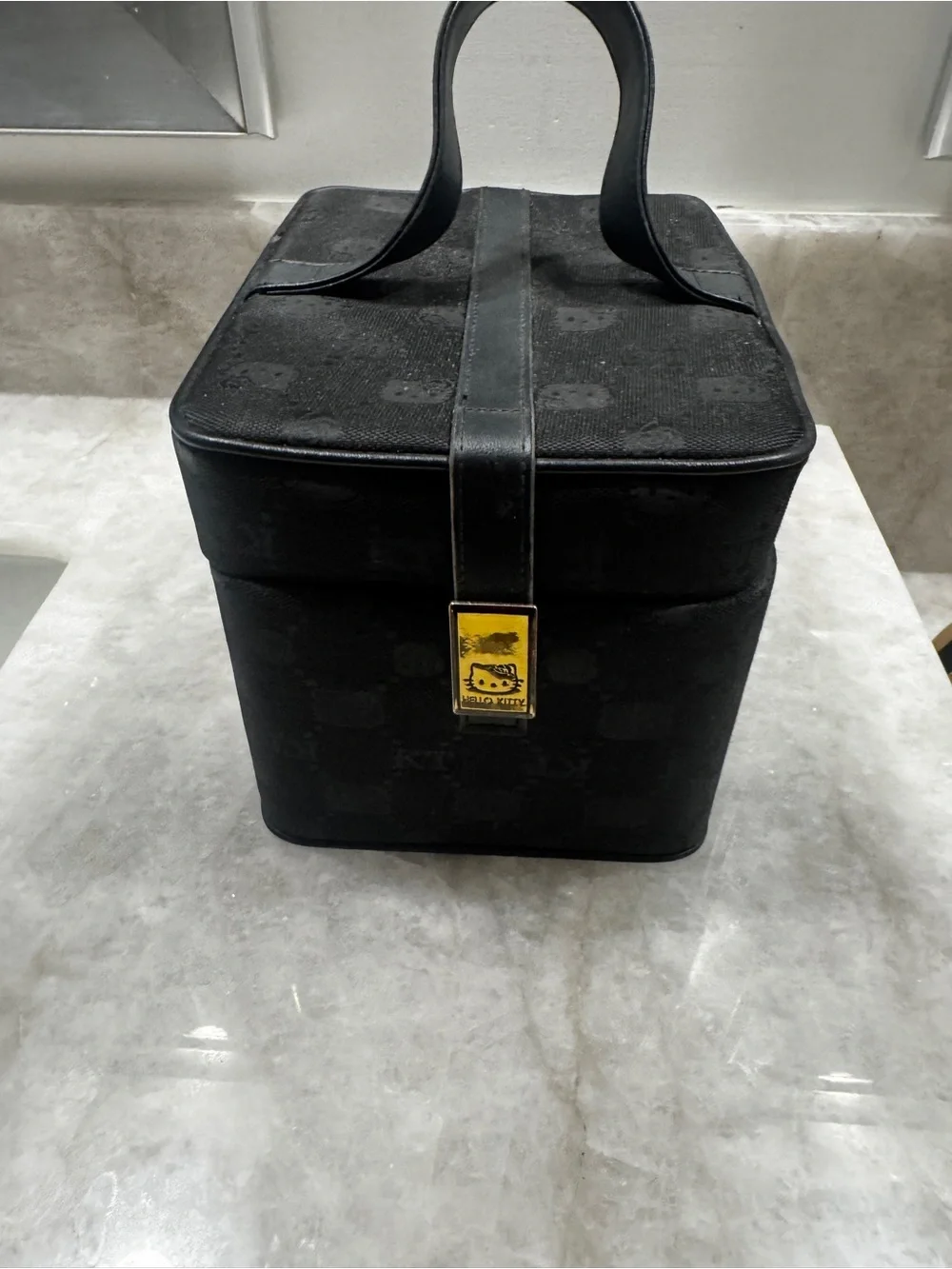 Sanrio Black Hello Kitty Structured Cosmetic Case with Top Handle (Rare)